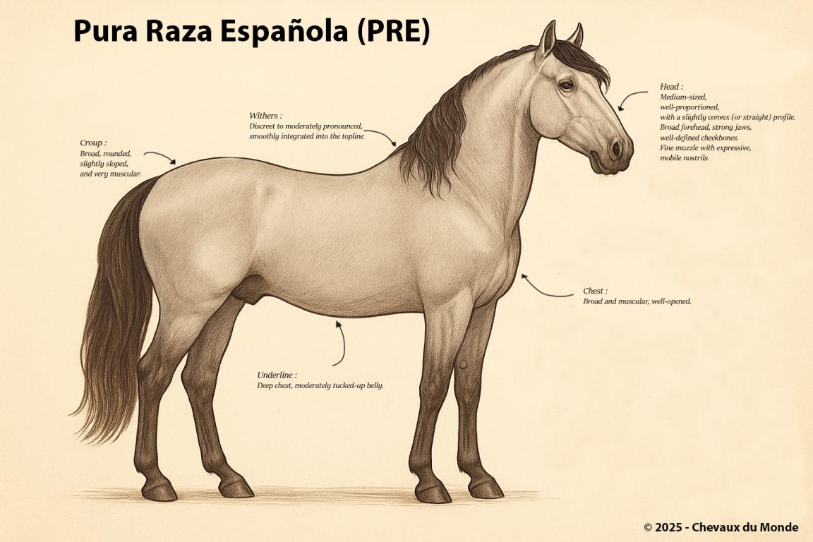 Pura Raza Española (PRE) - Andalusian horse - Breed Standard Illustration