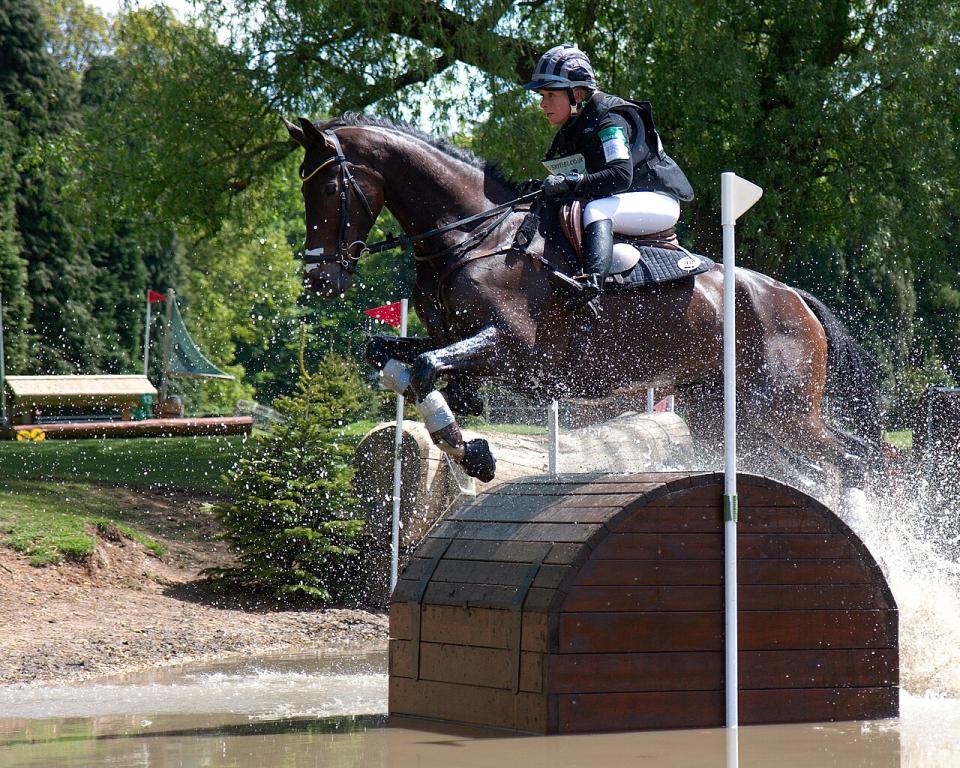 Bettina Hoy and Designer 10 at Treasure Chests, during the CIC*** cross country at the 2013 Houghton International Horse Trials. - CC BY-SA 3.0 - Henry Bucklow/Lazy Photography
